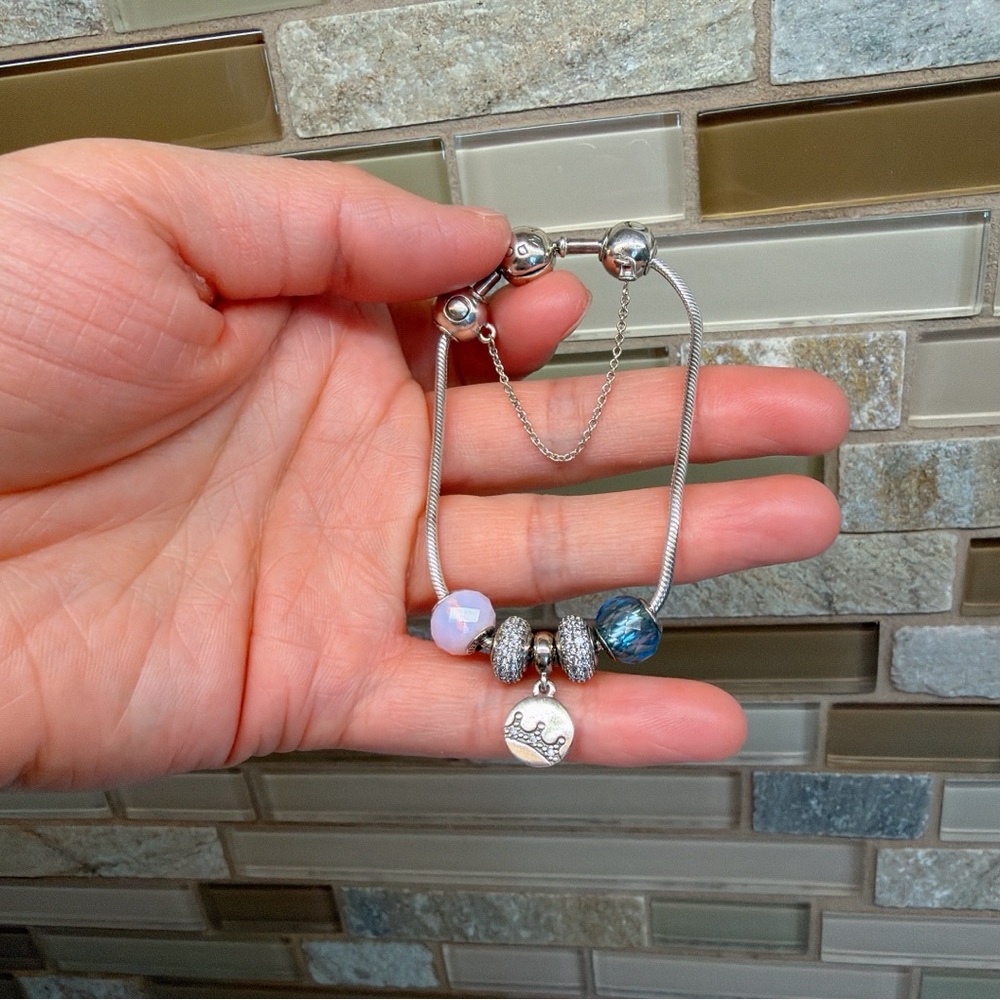 Authentic Pandora Set: 17cm Bracelet + Glow-in-the-Dark Charm & More
